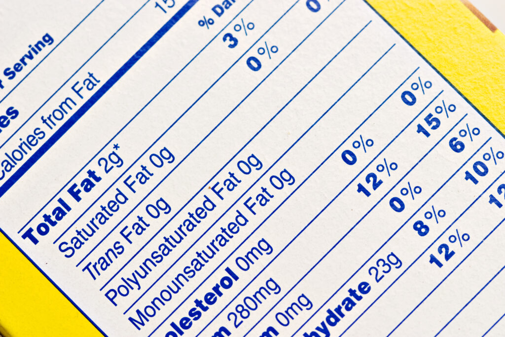 Nutrition,Label,Showing,A,Healthy,Fat,Content