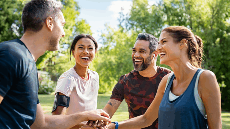 healthy people exercising at park
