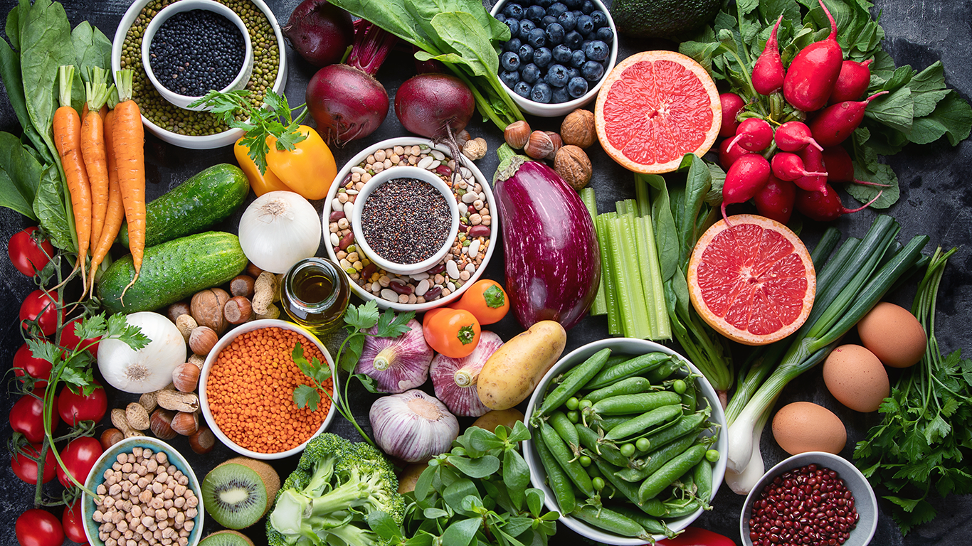 whole foods including vegetables, fruits, legumes and grains