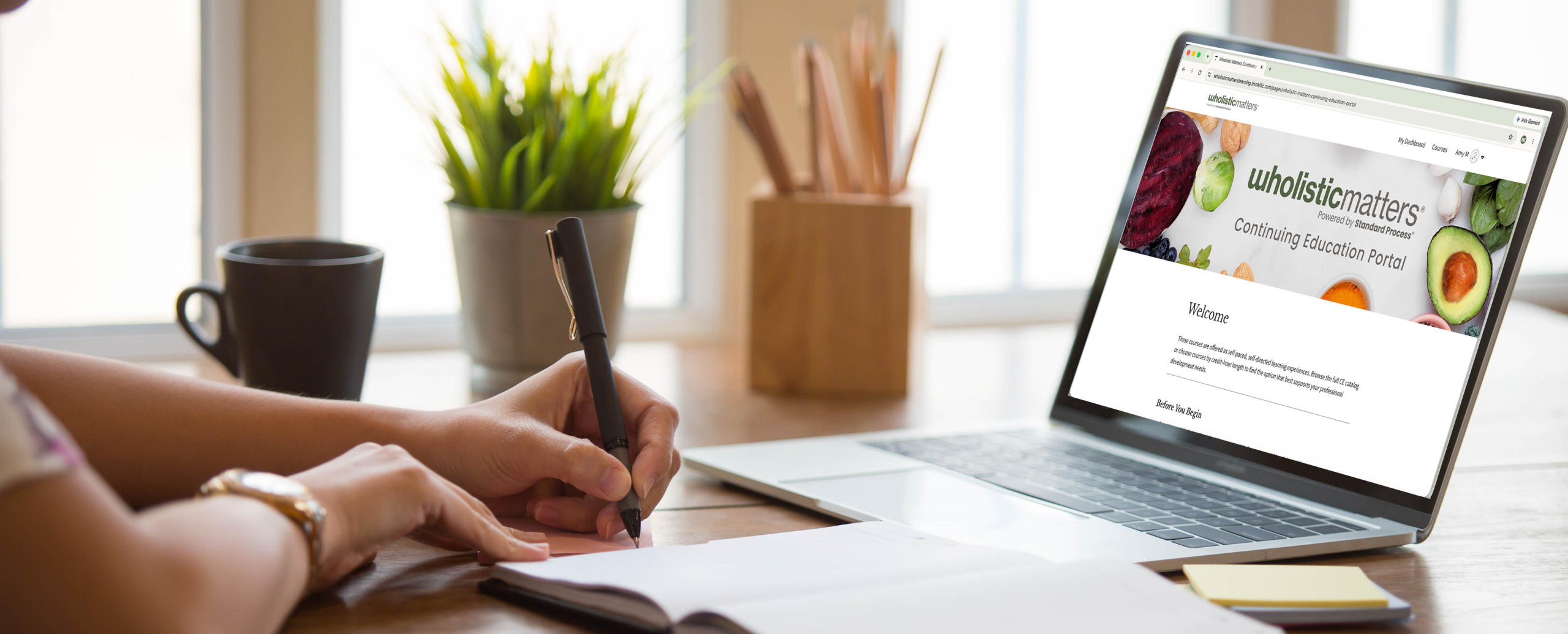 woman taking online class