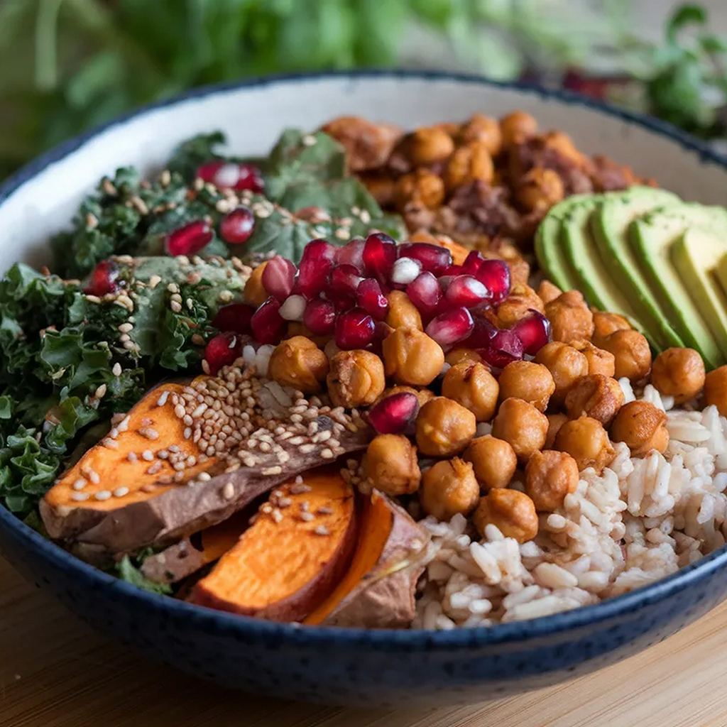 chickpeas and brown rice bowl