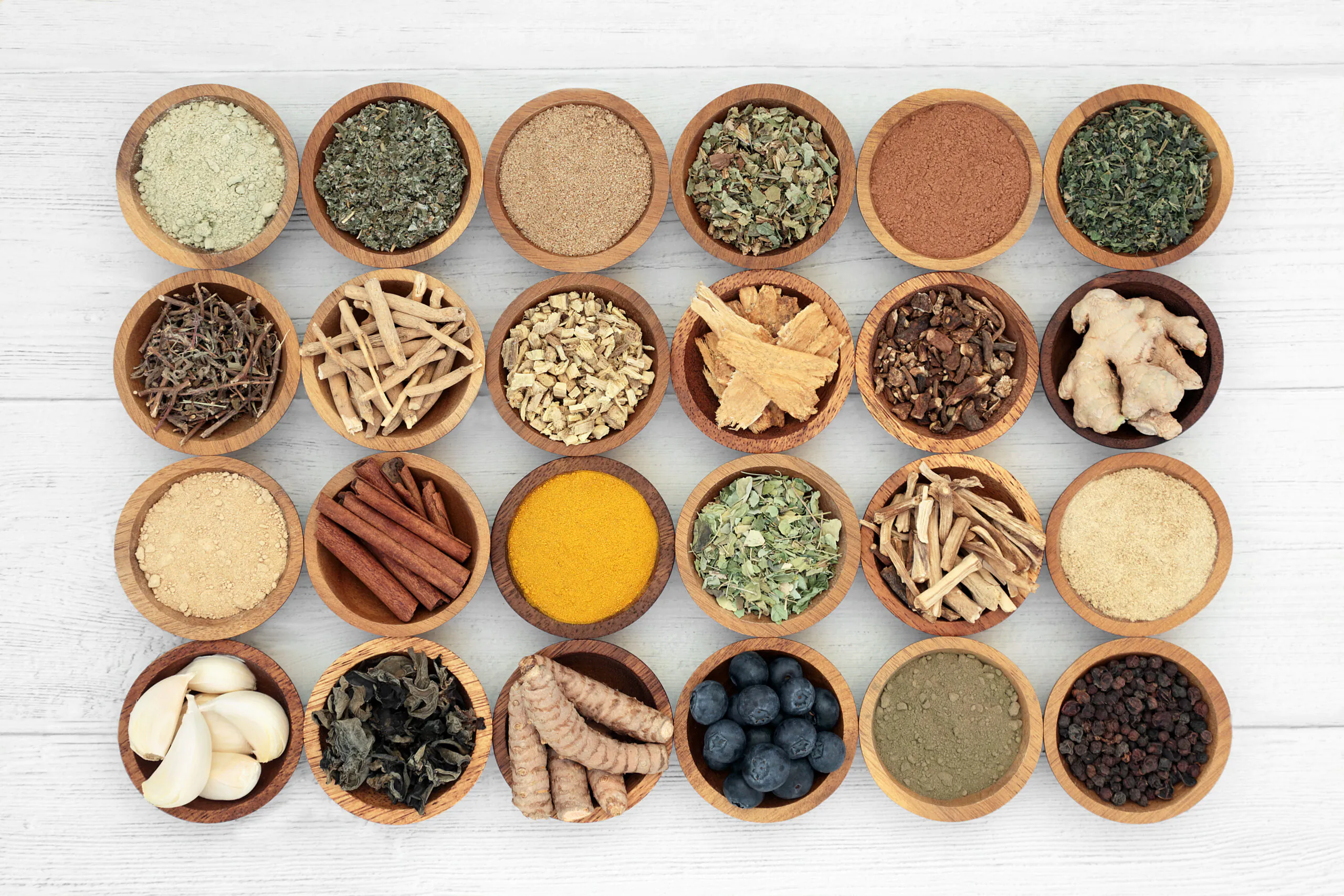 bowls of herbs